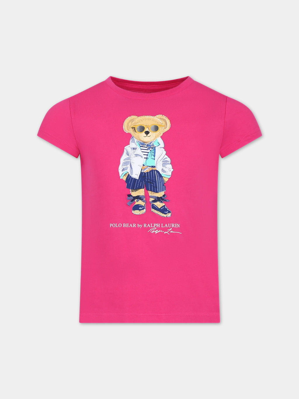T-shirt fucsia per bambina con Polo Bear